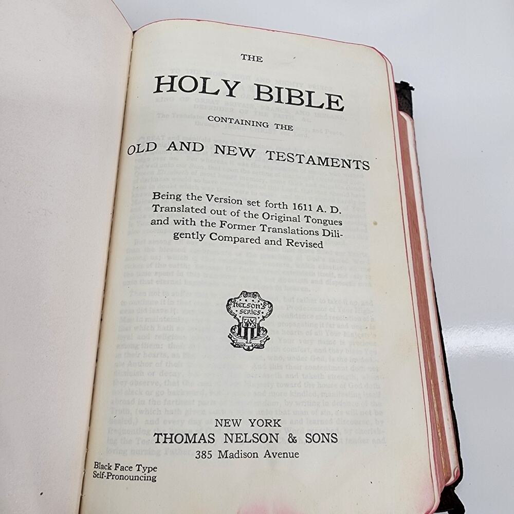Antique Holy Bible Nelson Self Pronouncing Black Leather 1900s AS IS Need Repair - Picture 11 of 16